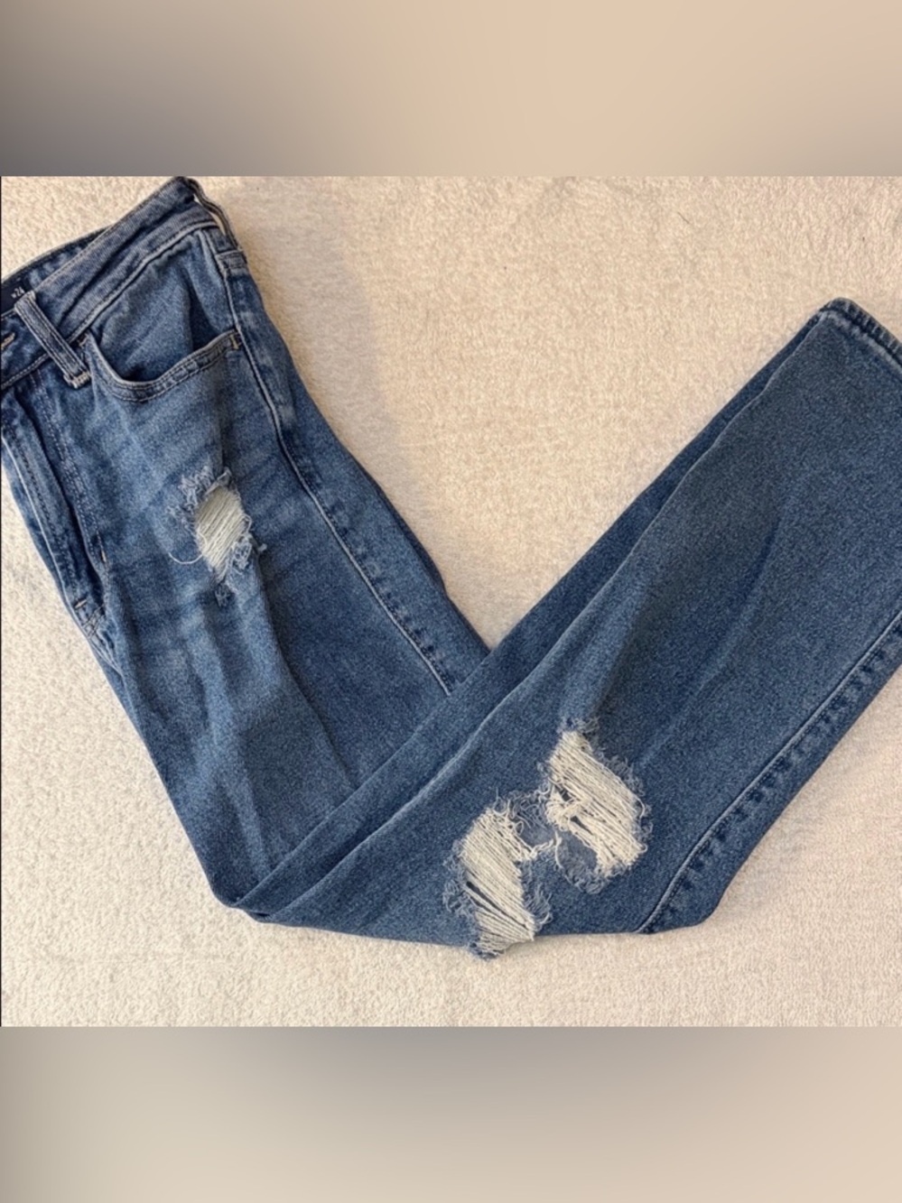 Hollister Distressed Ultra High Rise Vintage Straight Leg Stretch Jeans Preppy
